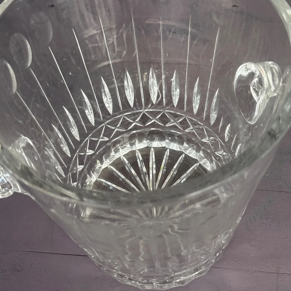 Vintage Heavy Hand Cut Eastern European Chrystal Champagne Bucket